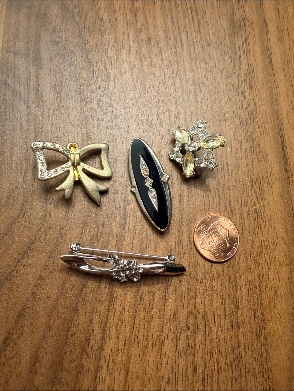 Gold Silver Tone and Rhinestone Brooch lot